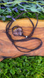 Macrame Wrapped Crystal Necklace- Leopard Skin Jasper
