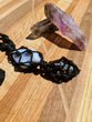 Macrame Wrapped Crystal Necklace -Blue Lace Agate Crystal and Snowflake Obsidian