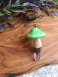 Lime Mushroom Pendant with Amethyst