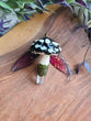 Fairy Wing Black and White Cap Mushroom Pendant with Clear Quartz