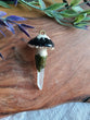 Black and White Clay Mushroom Pendant with Lemurian Quartz
