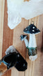 Black and White Clay Mushroom Pendant Clear Quartz